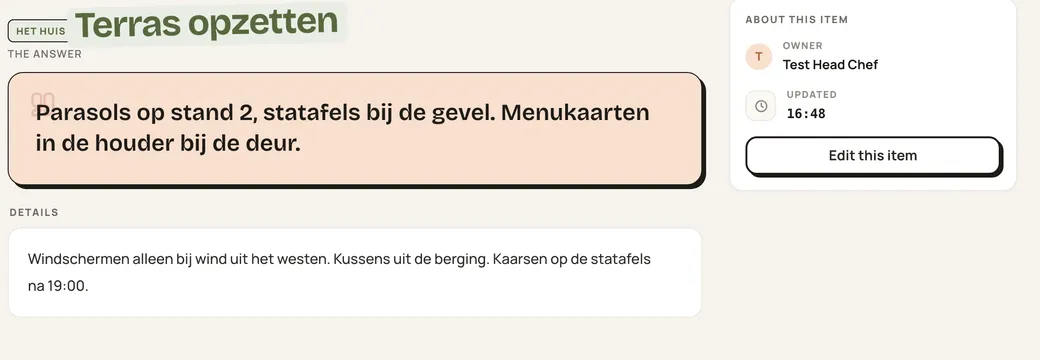 Naslag-item in moonies: Terras opzetten, met wanneer het voor het laatst is bijgewerkt.